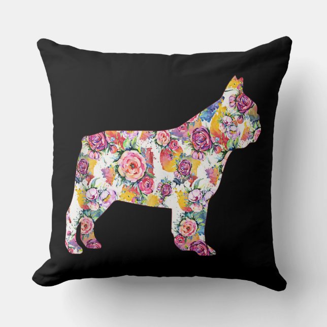 Flower Pattern Frenchie French Bulldogs Lover Gift Throw Pillow (Front)