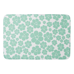 Flower Pattern - Green (Mint) Bath Mat