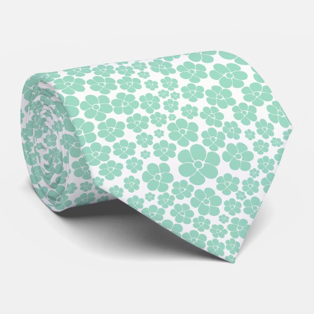 Flower Pattern - Green (Mint) Tie (Rolled)