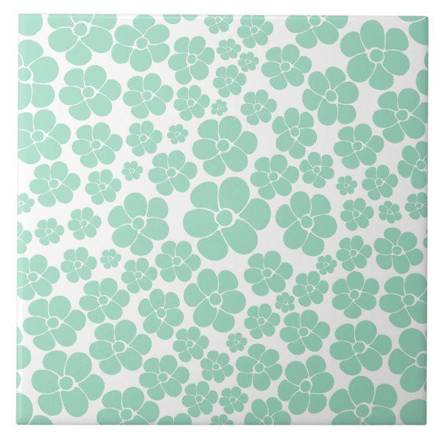 Flower Pattern - Green (Mint) Tile (Front)