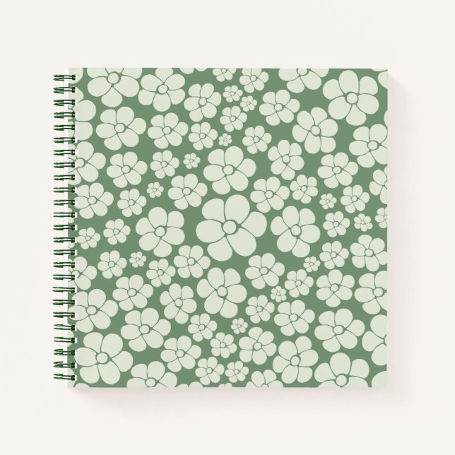 Flower Pattern - Green Notebook (Front)