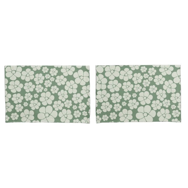 Flower Pattern - Green Pillowcase (Front-Set)