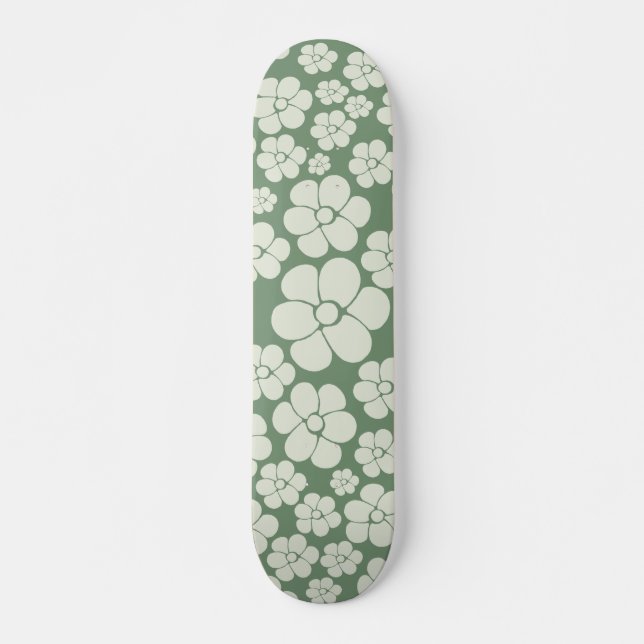Flower Pattern - Green Skateboard (Front)