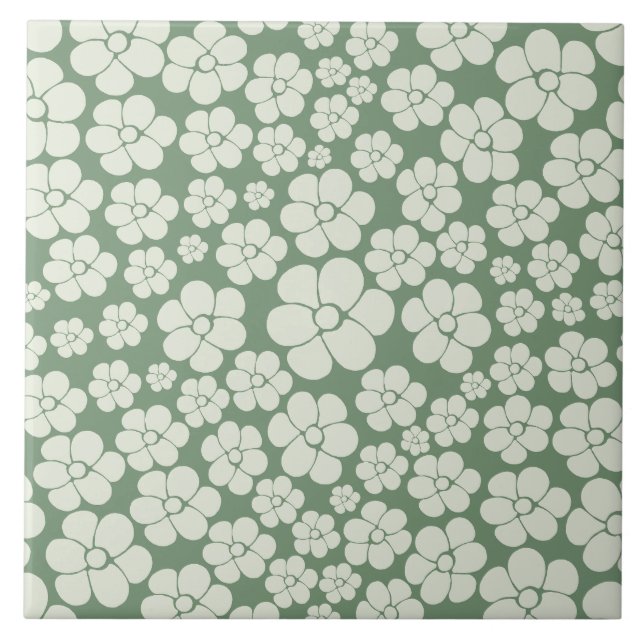 Flower Pattern - Green Tile (Front)