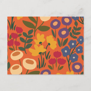 Flower pattern holiday postcard