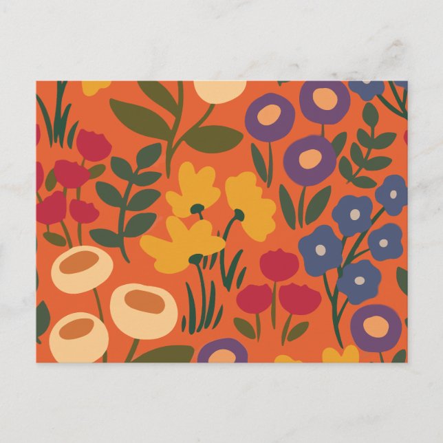 Flower pattern holiday postcard (Front)