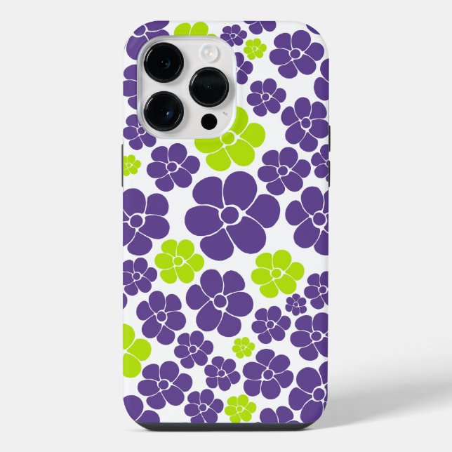 Flower Pattern in Lime Green and Purple iPhone Case (Back)