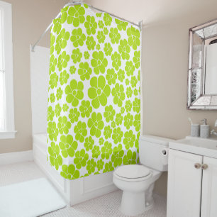 Flower Pattern in Lime Green and White 