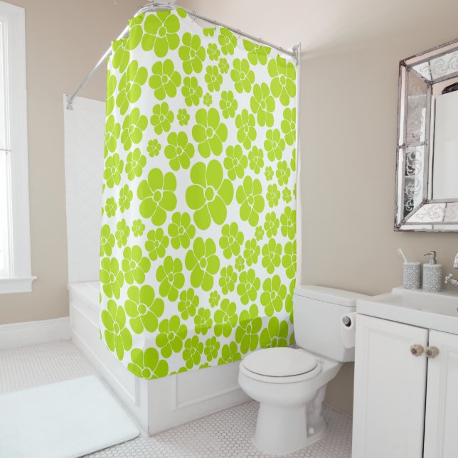 Flower Pattern in Lime Green and White  (In Situ)