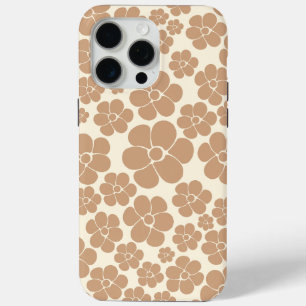 Flower Pattern in Tan and Cream iPhone 15 Pro Max Case