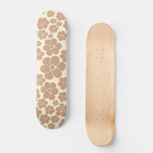 Flower Pattern in Tan and Cream Skateboard