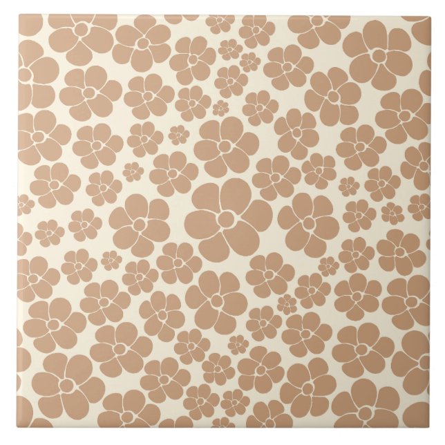 Flower Pattern in Tan and Cream Tile (Front)