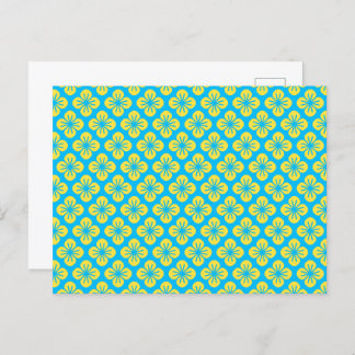 Flower Pattern in Yellow and Turquoise Postcard