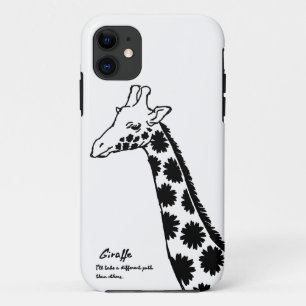 [Flower Pattern Kirin (Black)] A giraffe with flor iPhone 11 Case