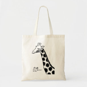 [Flower Pattern Kirin (Black)] A giraffe with flor Tote Bag
