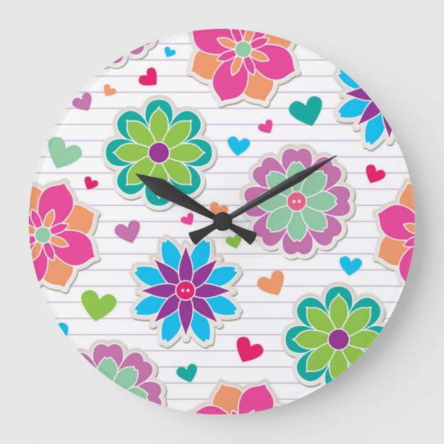 Flower pattern large clock (Front)