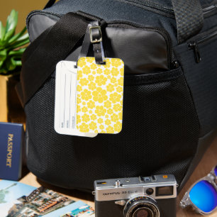 Flower Pattern - Lemon Yellow and White  Luggage Tag