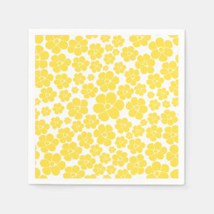 Flower Pattern - Lemon Yellow and White Napkin