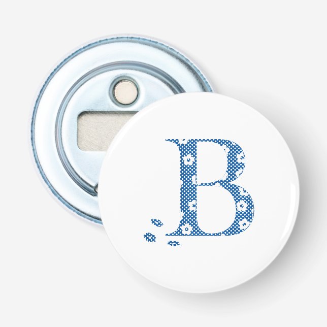 Flower Pattern Letter B (blue) Bottle Opener (Front)
