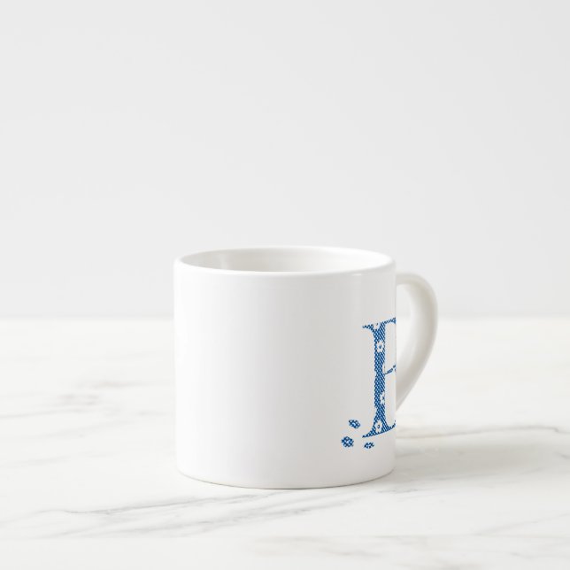 Flower Pattern Letter B (blue) Espresso Cup (Front Right)