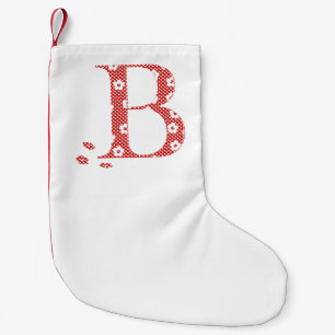 Flower Pattern Letter B (red) Small Christmas Stocking
