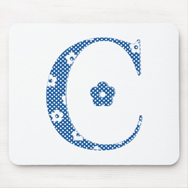 Flower Pattern Letter C(blue) Mouse Pad (Front)
