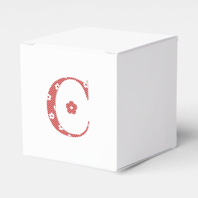 Flower Pattern Letter C(red) Favor Box (Front Side)