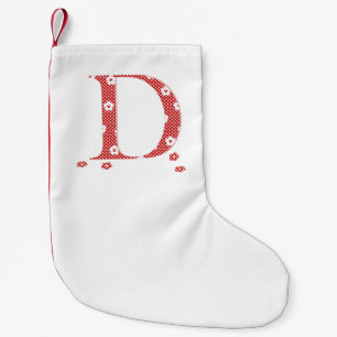 Flower Pattern Letter D(red) Small Christmas Stocking