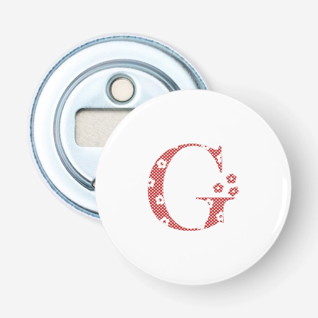 Flower Pattern Letter G(red) Bottle Opener (Front)