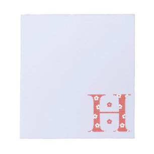 Flower Pattern Letter H (red) Notepad