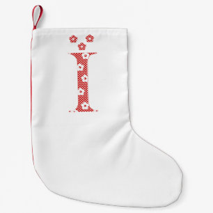Flower Pattern Letter I (red) Small Christmas Stocking