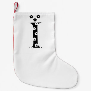 Flower Pattern Letter I Small Christmas Stocking