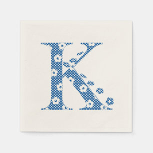 Flower Pattern Letter K(blue) Napkin