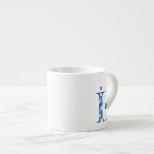 Flower Pattern Letter L(blue) Espresso Cup
