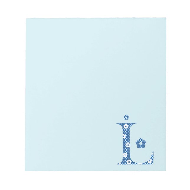Flower Pattern Letter L(blue) Notepad (Front)