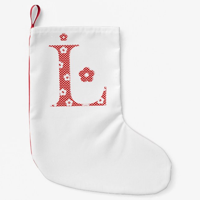 Flower Pattern Letter L(red) Small Christmas Stocking (Front)