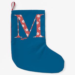 Flower Pattern Letter M(red) Small Christmas Stocking