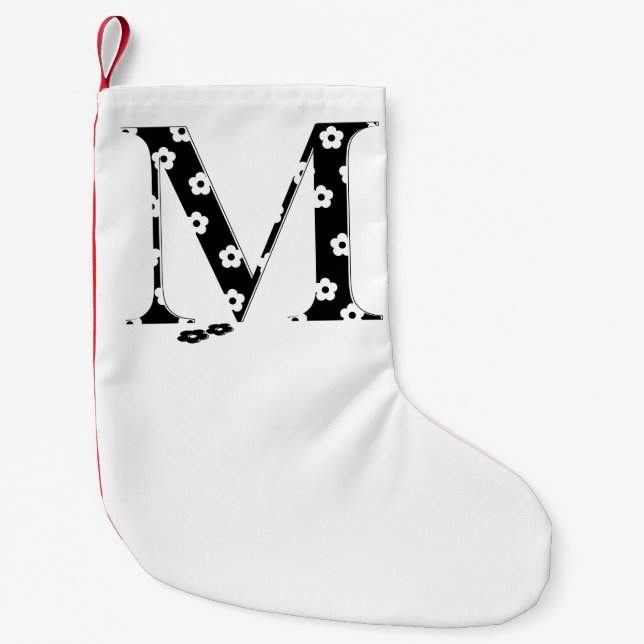 Flower Pattern Letter M Small Christmas Stocking (Front)