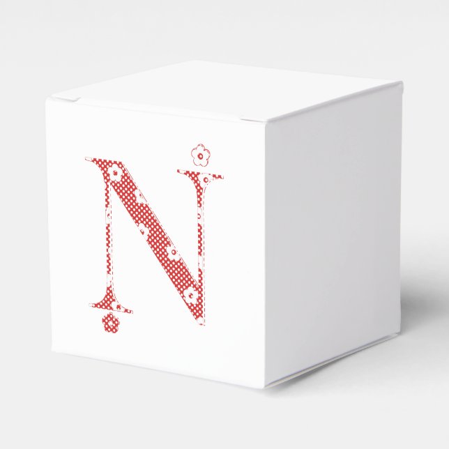 Flower Pattern Letter N(red) Favor Box (Front Side)