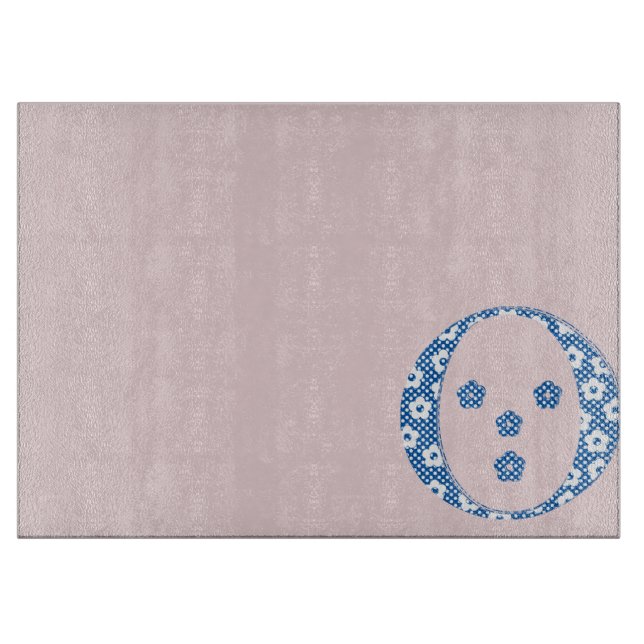 Flower Pattern Letter O(blue) Cutting Board (Front)