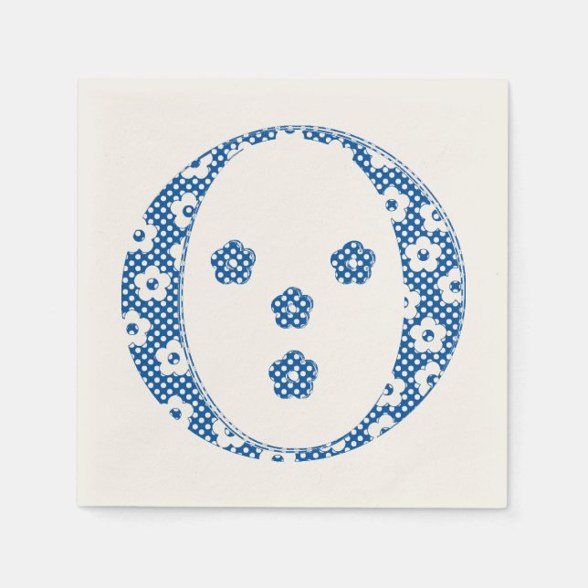Flower Pattern Letter O(blue) Napkin (Front)
