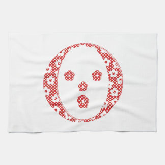 Flower Pattern Letter O(red) Kitchen Towel