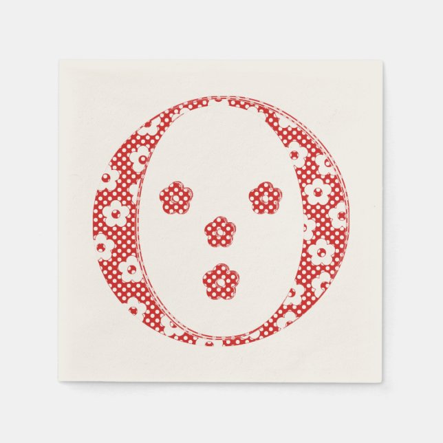 Flower Pattern Letter O(red) Napkin (Front)