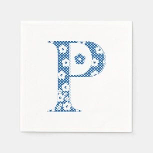Flower Pattern Letter P(blue) Napkin