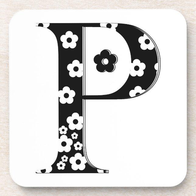 Flower Pattern Letter P Coaster (Front)