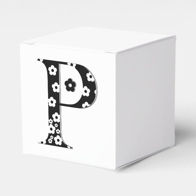 Flower Pattern Letter P Favor Box (Front Side)