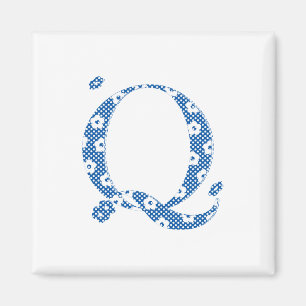 Flower Pattern Letter Q (blue) Magnet