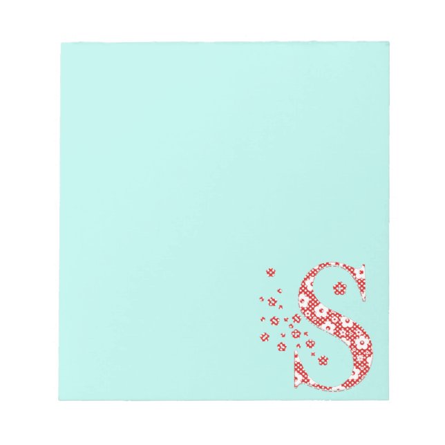 Flower Pattern Letter S Notepad (Front)