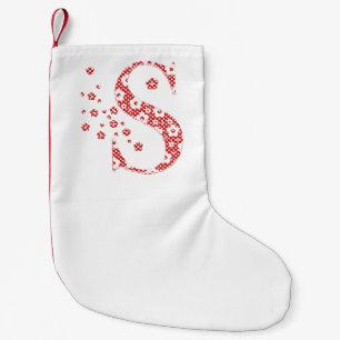 Flower Pattern Letter S(red) Small Christmas Stocking