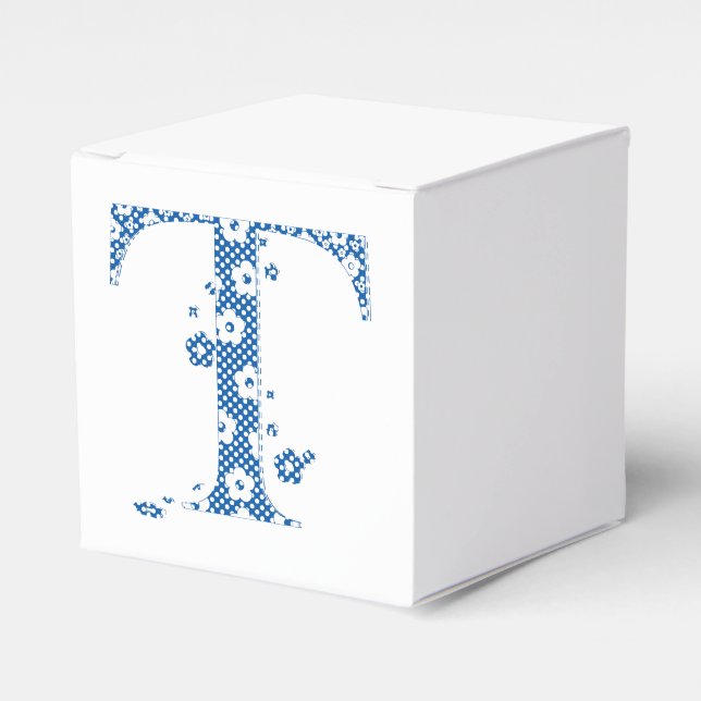 Flower Pattern Letter T(blue) Favor Box (Front Side)